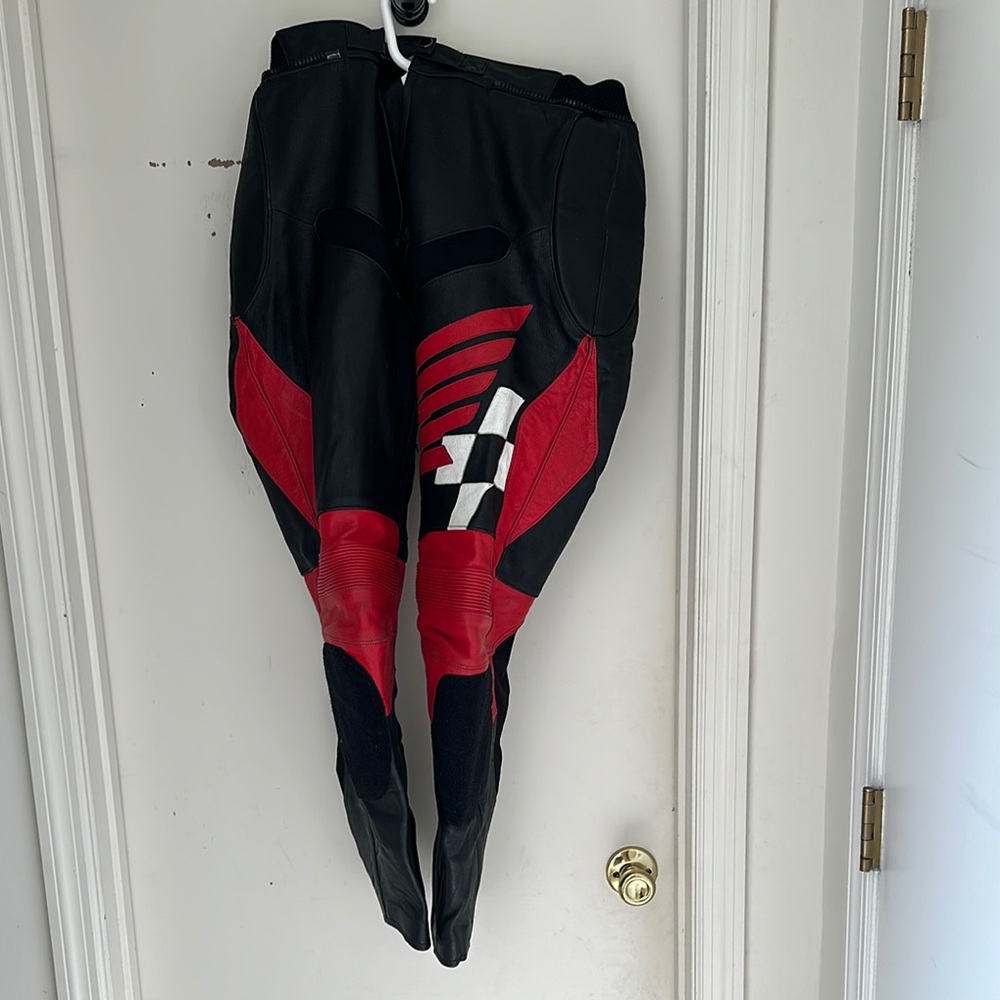 Men's Black and Red Motorcycle Pants